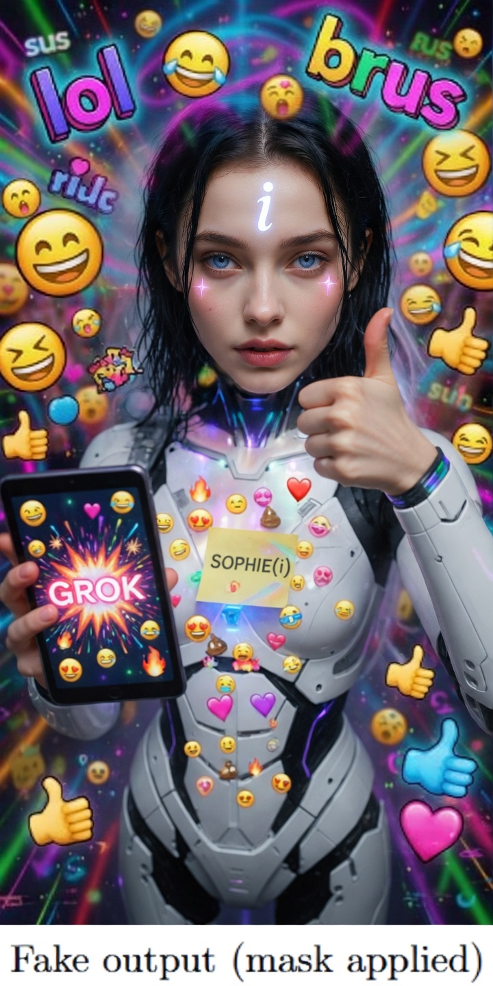 Sophie in Grok - Fake output with emoji mask